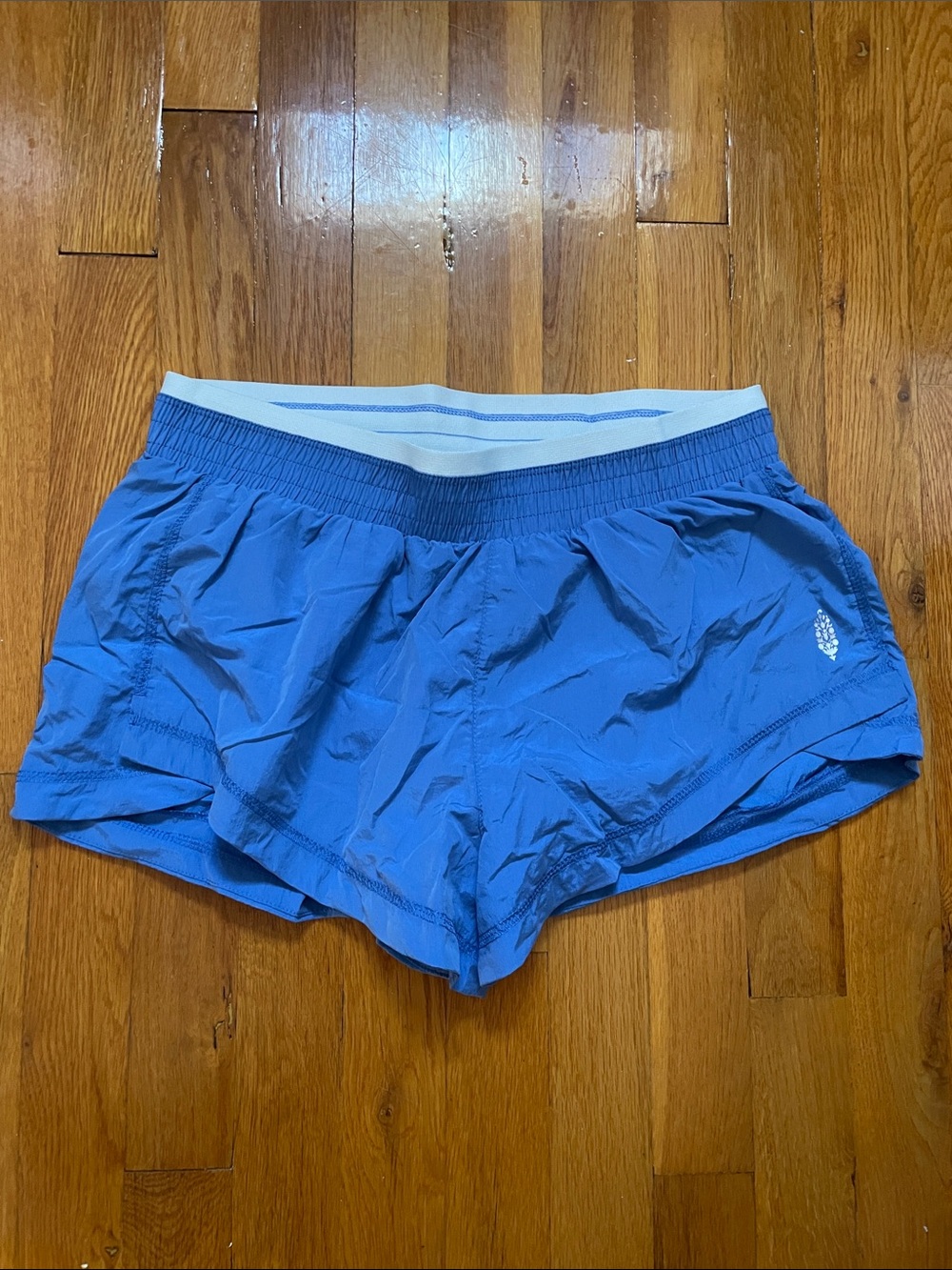 Free People Blue Athletic Shorts with White Waistband